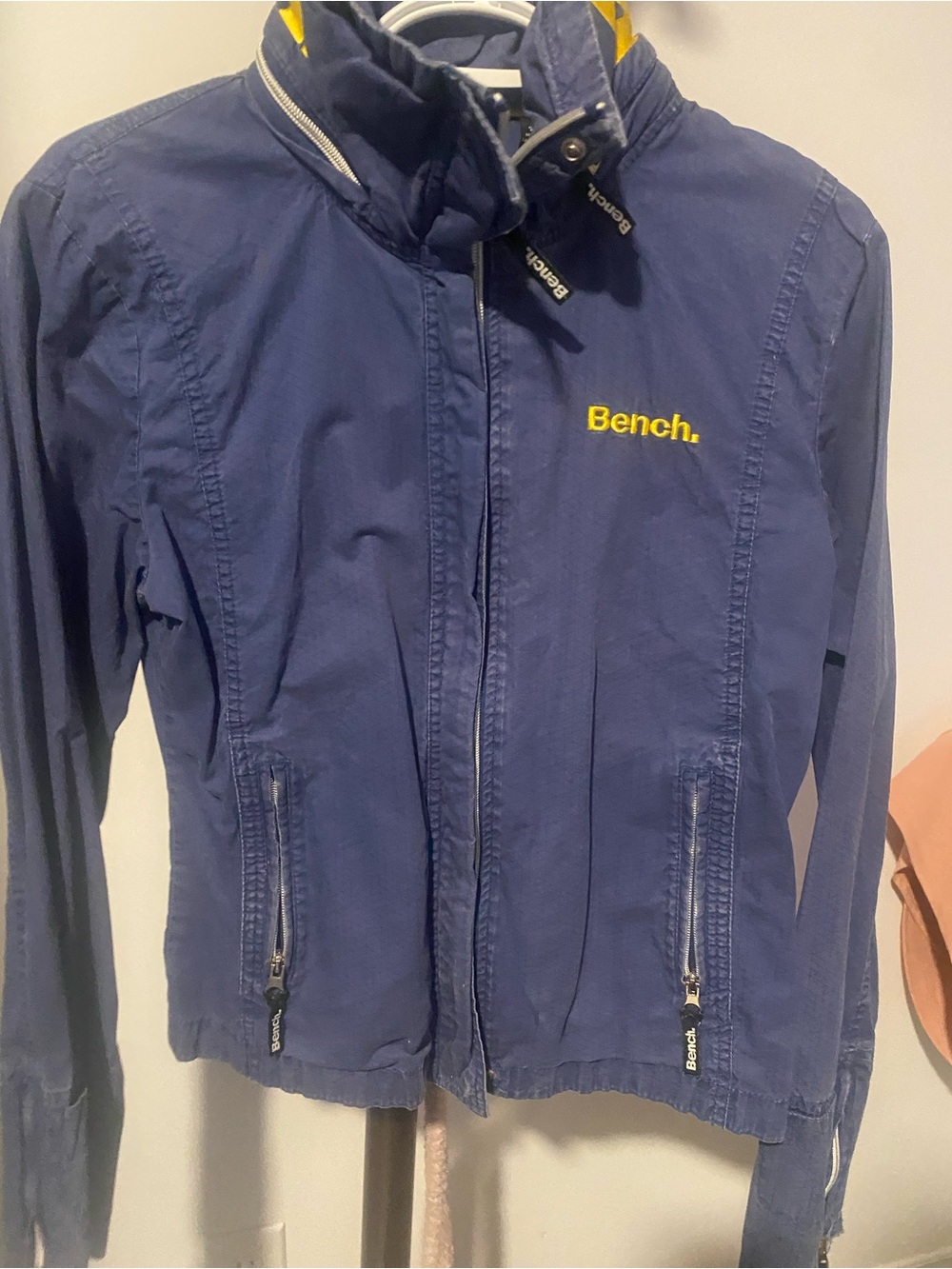 Bench Navy Jacket with Yellow Accent